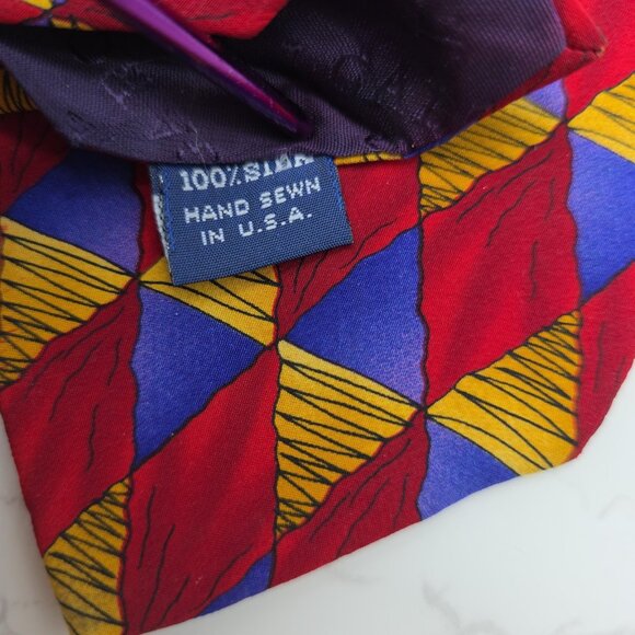 Jerry Garcia Tie Mens Silk Geometric Diamond Stonehenge Hand Sewn Made in USA - Picture 4 of 6